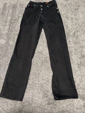 VTG Lawman Western Black Slim Fit Jeans High Rise Side Button RN 58389 Sz 1